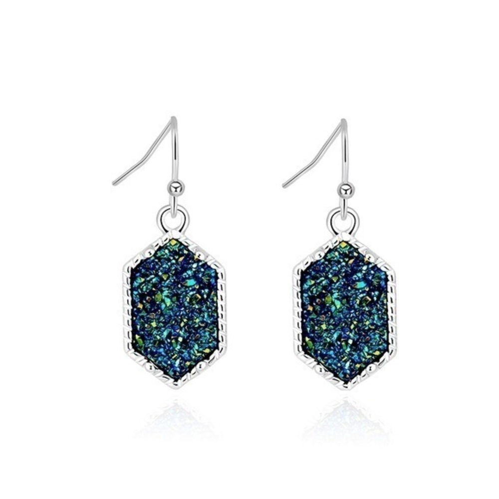 Boutique Emerald Druzy Stone Earrings